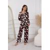 Ekouaer Pajamas For Women Set Silk Pjs 2 Piece Satin Sleepwear Long Sleeve Button Down Lounge Sets With Pant(Black With Santa Claus)