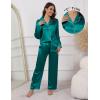 Ekouaer Pajamas For Women Set Silk Pjs 2 Piece Satin Sleepwear Long Sleeve Button Down Lounge Sets With Pant(Blue Green)