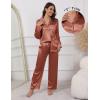 Ekouaer Pajamas For Women Set Silk Pjs 2 Piece Satin Sleepwear Long Sleeve Button Down Lounge Sets With Pant(Caramel)