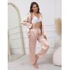 Ekouaer Pajamas For Women Set Silk Pjs 2 Piece Satin Sleepwear Long Sleeve Button Down Lounge Sets With Pant(Champagne)