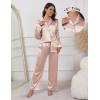 Ekouaer Pajamas For Women Set Silk Pjs 2 Piece Satin Sleepwear Long Sleeve Button Down Lounge Sets With Pant(Champagne)
