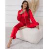 Ekouaer Pajamas For Women Set Silk Pjs 2 Piece Satin Sleepwear Long Sleeve Button Down Lounge Sets With Pant(Christmas Red)