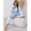 Ekouaer Pajamas For Women Set Silk Pjs 2 Piece Satin Sleepwear Long Sleeve Button Down Lounge Sets With Pant(Clear Blue)
