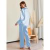 Ekouaer Pajamas For Women Set Silk Pjs 2 Piece Satin Sleepwear Long Sleeve Button Down Lounge Sets With Pant(Clear Blue)
