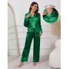 Ekouaer Pajamas For Women Set Silk Pjs 2 Piece Satin Sleepwear Long Sleeve Button Down Lounge Sets With Pant(Green)