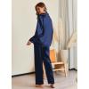 Ekouaer Pajamas For Women Set Silk Pjs 2 Piece Satin Sleepwear Long Sleeve Button Down Lounge Sets With Pant(Navy Blue)