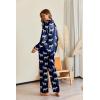Ekouaer Pajamas For Women Set Silk Pjs 2 Piece Satin Sleepwear Long Sleeve Button Down Lounge Sets With Pant(Navy With Zebra)