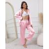 Ekouaer Pajamas For Women Set Silk Pjs 2 Piece Satin Sleepwear Long Sleeve Button Down Lounge Sets With Pant(Pink)