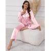 Ekouaer Pajamas For Women Set Silk Pjs 2 Piece Satin Sleepwear Long Sleeve Button Down Lounge Sets With Pant(Pink)