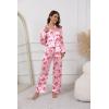 Ekouaer Pajamas For Women Set Silk Pjs 2 Piece Satin Sleepwear Long Sleeve Button Down Lounge Sets With Pant(Pink Bow)