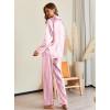 Ekouaer Pajamas For Women Set Silk Pjs 2 Piece Satin Sleepwear Long Sleeve Button Down Lounge Sets With Pant(Pink White Stripe)