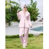 Ekouaer Pajamas For Women Set Silk Pjs 2 Piece Satin Sleepwear Long Sleeve Button Down Lounge Sets With Pant(Pink White Stripe)