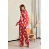 Ekouaer Pajamas For Women Set Silk Pjs 2 Piece Satin Sleepwear Long Sleeve Button Down Lounge Sets With Pant(Red With Santa Claus)