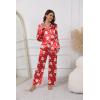 Ekouaer Pajamas For Women Set Silk Pjs 2 Piece Satin Sleepwear Long Sleeve Button Down Lounge Sets With Pant(Red With Santa Claus)