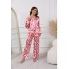 Ekouaer Pajamas For Women Set Silk Pjs 2 Piece Satin Sleepwear Long Sleeve Button Down Lounge Sets With Pant(Red Zebra Print)