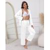 Ekouaer Pajamas For Women Set Silk Pjs 2 Piece Satin Sleepwear Long Sleeve Button Down Lounge Sets With Pant(White)