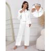 Ekouaer Pajamas For Women Set Silk Pjs 2 Piece Satin Sleepwear Long Sleeve Button Down Lounge Sets With Pant(White)