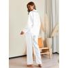 Ekouaer Pajamas For Women Set Silk Pjs 2 Piece Satin Sleepwear Long Sleeve Button Down Lounge Sets With Pant(White)