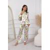Ekouaer Pajamas For Women Set Silk Pjs 2 Piece Satin Sleepwear Long Sleeve Button Down Lounge Sets With Pant(White With Animals)