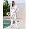 Ekouaer Pajamas For Women Set Silk Pjs 2 Piece Satin Sleepwear Long Sleeve Button Down Lounge Sets With Pant(White With Red Heart)