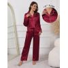 Ekouaer Pajamas For Women Set Silk Pjs 2 Piece Satin Sleepwear Long Sleeve Button Down Lounge Sets With Pant(Wine Red)