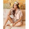 Ekouaer Pajamas for Women Set Silk Satin Pjs Button Down Sleepwear Summer Loungewear Top and Shorts Lounge Set S-XXL(Champagne-2)