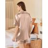 Ekouaer Pajamas for Women Set Silk Satin Pjs Button Down Sleepwear Summer Loungewear Top and Shorts Lounge Set S-XXL(Champagne-2)