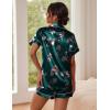 Ekouaer Pajamas for Women Set Silk Satin Pjs Button Down Sleepwear Summer Loungewear Top and Shorts Lounge Set S-XXL(Floral15- Dark Green)