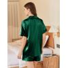 Ekouaer Pajamas for Women Set Silk Satin Pjs Button Down Sleepwear Summer Loungewear Top and Shorts Lounge Set S-XXL(Green-2)