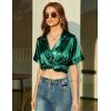 Ekouaer Pajamas for Women Set Silk Satin Pjs Button Down Sleepwear Summer Loungewear Top and Shorts Lounge Set S-XXL(Green-2)