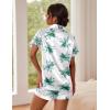 Ekouaer Pajamas for Women Set Silk Satin Pjs Button Down Sleepwear Summer Loungewear Top and Shorts Lounge Set S-XXL(Leaves)