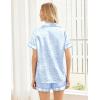 Ekouaer Pajamas for Women Set Silk Satin Pjs Button Down Sleepwear Summer Loungewear Top and Shorts Lounge Set S-XXL(Leopard Light Blue)