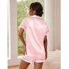 Ekouaer Pajamas for Women Set Silk Satin Pjs Button Down Sleepwear Summer Loungewear Top and Shorts Lounge Set S-XXL(Pink)