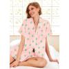 Ekouaer Pajamas for Women Set Silk Satin Pjs Button Down Sleepwear Summer Loungewear Top and Shorts Lounge Set S-XXL(Pink Cactus)