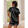 Ekouaer Pajamas for Women Set Silk Satin Pjs Button Down Sleepwear Summer Loungewear Top and Shorts Lounge Set S-XXL(Stars11 – Black)