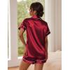 Ekouaer Pajamas for Women Set Silk Satin Pjs Button Down Sleepwear Summer Loungewear Top and Shorts Lounge Set S-XXL(Wine)