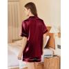 Ekouaer Pajamas for Women Set Silk Satin Pjs Button Down Sleepwear Summer Loungewear Top and Shorts Lounge Set S-XXL(Wine-2)
