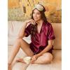 Ekouaer Pajamas for Women Set Silk Satin Pjs Button Down Sleepwear Summer Loungewear Top and Shorts Lounge Set S-XXL(Wine-2)