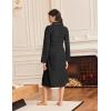 Ekouaer Robes for Women Long Sleeves Bathrobe V Neck Cozy Housecoat Lightweight Fleece Robe with Pockets S-XXL(Black)