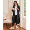Ekouaer Robes for Women Long Sleeves Bathrobe V Neck Cozy Housecoat Lightweight Fleece Robe with Pockets S-XXL(Black)