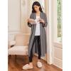 Ekouaer Robes for Women Long Sleeves Bathrobe V Neck Cozy Housecoat Lightweight Fleece Robe with Pockets S-XXL(Dark Gray)