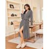Ekouaer Robes for Women Long Sleeves Bathrobe V Neck Cozy Housecoat Lightweight Fleece Robe with Pockets S-XXL(Dark Gray)
