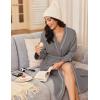 Ekouaer Robes for Women Long Sleeves Bathrobe V Neck Cozy Housecoat Lightweight Fleece Robe with Pockets S-XXL(Dark Gray)