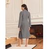 Ekouaer Robes for Women Long Sleeves Bathrobe V Neck Cozy Housecoat Lightweight Fleece Robe with Pockets S-XXL(Dark Gray)