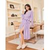 Ekouaer Robes for Women Long Sleeves Bathrobe V Neck Cozy Housecoat Lightweight Fleece Robe with Pockets S-XXL(Lavender)