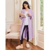 Ekouaer Robes for Women Long Sleeves Bathrobe V Neck Cozy Housecoat Lightweight Fleece Robe with Pockets S-XXL(Lavender)