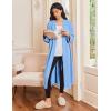 Ekouaer Robes for Women Long Sleeves Bathrobe V Neck Cozy Housecoat Lightweight Fleece Robe with Pockets S-XXL(Light Blue)