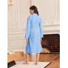 Ekouaer Robes for Women Long Sleeves Bathrobe V Neck Cozy Housecoat Lightweight Fleece Robe with Pockets S-XXL(Light Blue)