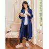 Ekouaer Robes for Women Long Sleeves Bathrobe V Neck Cozy Housecoat Lightweight Fleece Robe with Pockets S-XXL(Navy Blue)