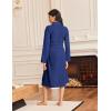 Ekouaer Robes for Women Long Sleeves Bathrobe V Neck Cozy Housecoat Lightweight Fleece Robe with Pockets S-XXL(Navy Blue)